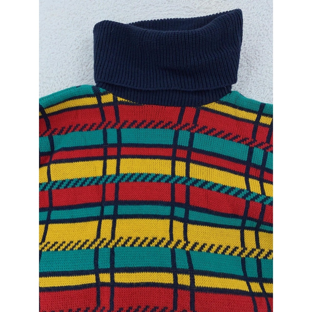 Vintage Private Eyes Sweater Womens Large Plaid Turtleneck‎ 90s Made in USA